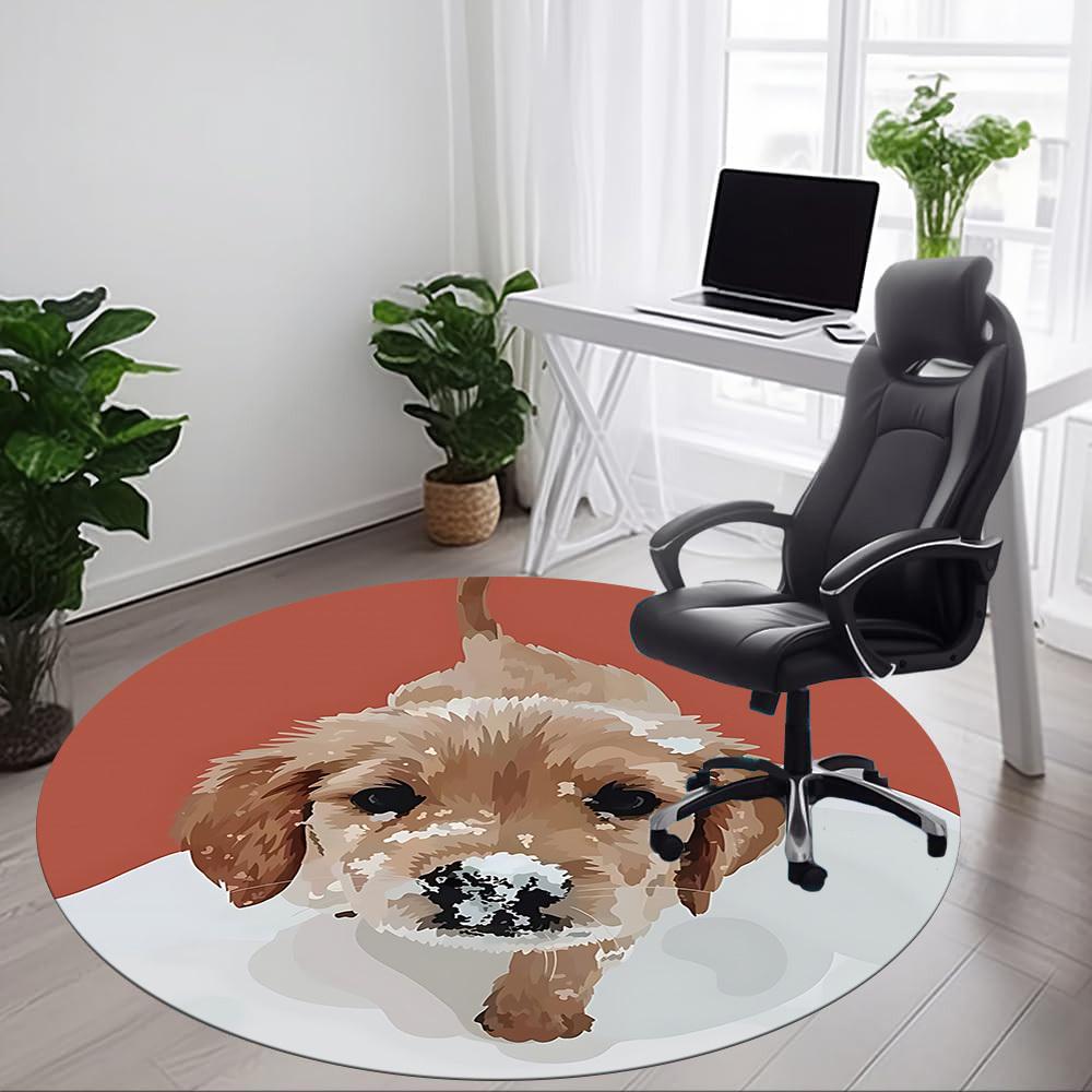 1pc Puppy Office Round Rug, Non-slip, Soft and Durable Office Rug for Interior Decoration, Perfect for Office, Beautiful Decoration yy260312023