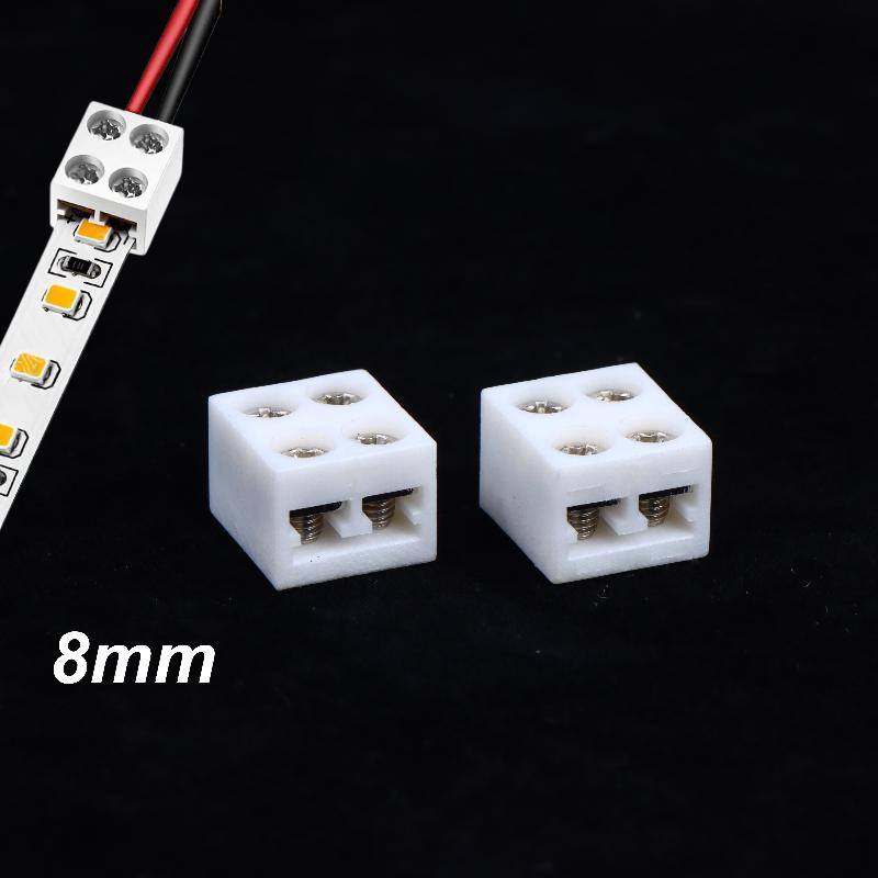LED Strip Connector Kits 2/10Pcs 8mm 2Pin Screw Fixing No Soldering for Home DIY Decor
