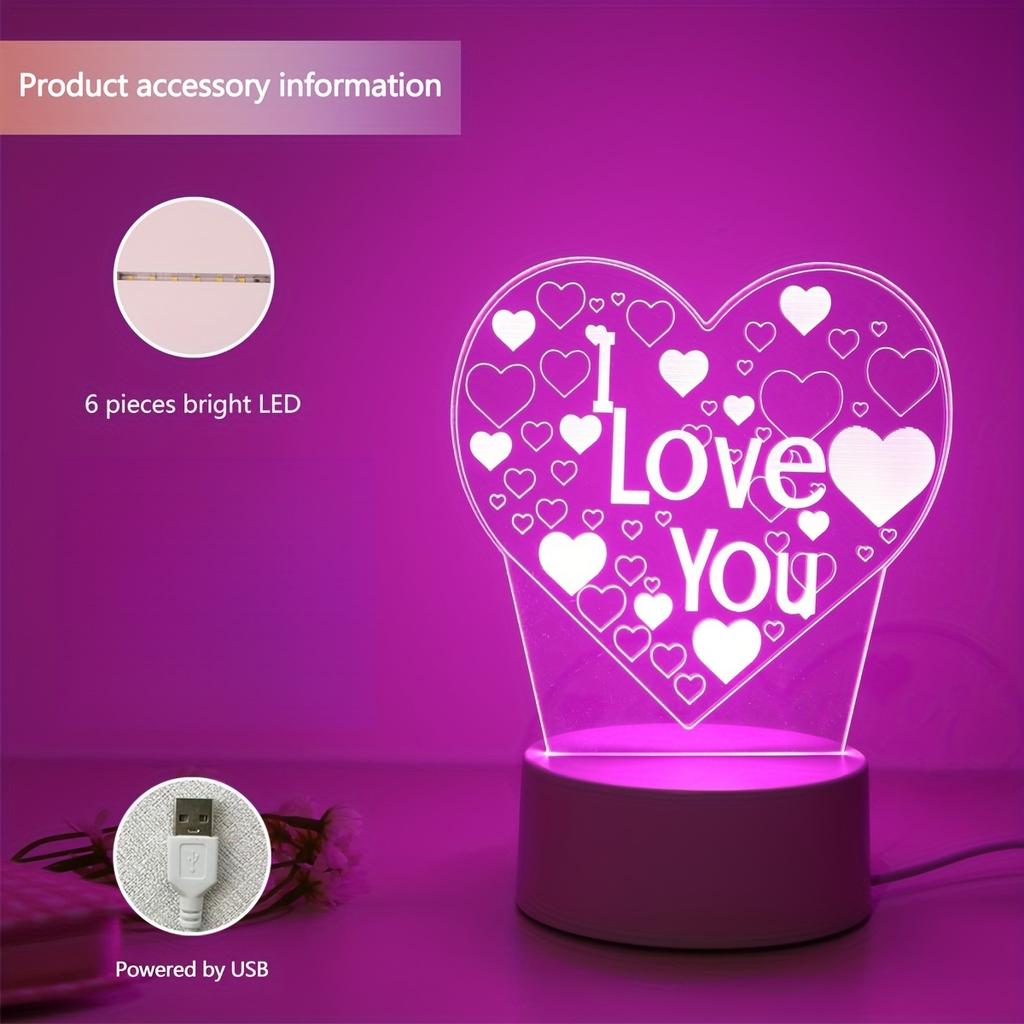 1pc Pink Light Loveyou 3D Night Light, Sweet Show Love LED Light, Bedroom Room Decoration, Atmosphere Light