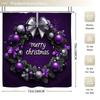 4Pcs Christmas Shower Curtain Set with Non-Slip Bath Mat, Toilet Lid Cover, Contour Rug & 12 Hooks, Bathroom Decor