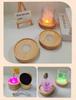 LED-Lit Solid Wood Base DIY Aromatherapy Diffuser with Stone Crystal Ornament