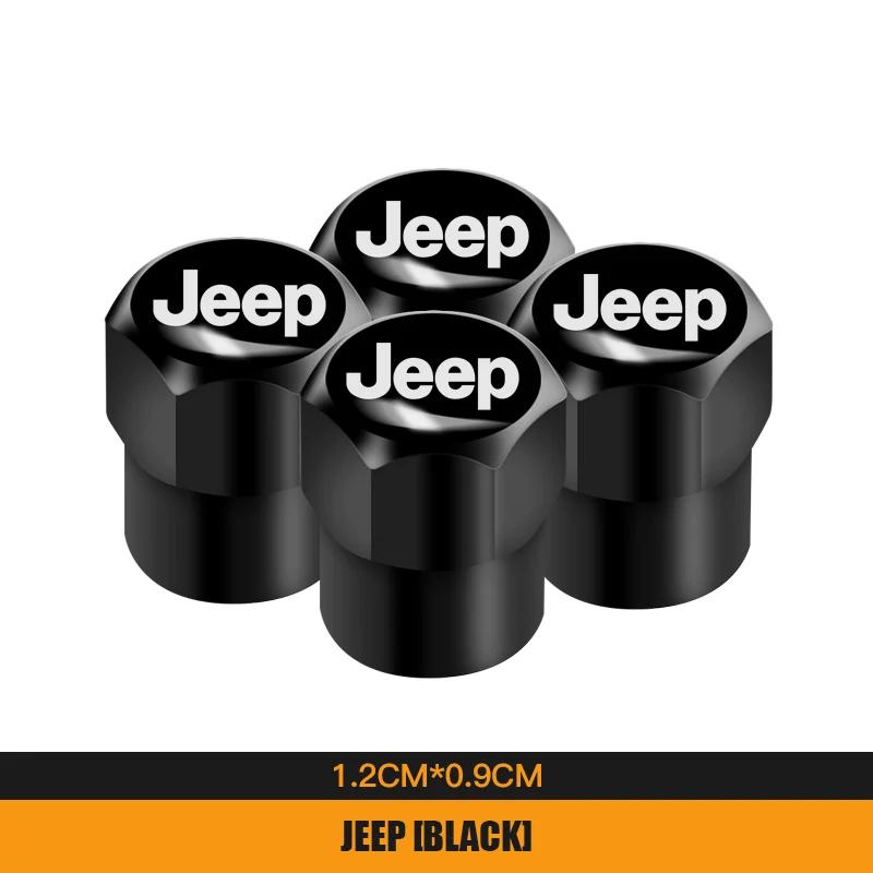 För Jeep 4st Metall Bilhjul Däckventiler Kapslar Vattentät Dammtät Skydd För Jeep Grand Cherokee Wrangler JK Gladiator Compa