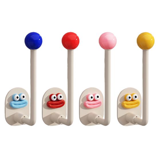 4Pcs Self Adhesive Wall Hooks Strong Load-bearing Creative Shape Easy to Install Punch Free Wall Mounted Clothes Key Towel Hangers