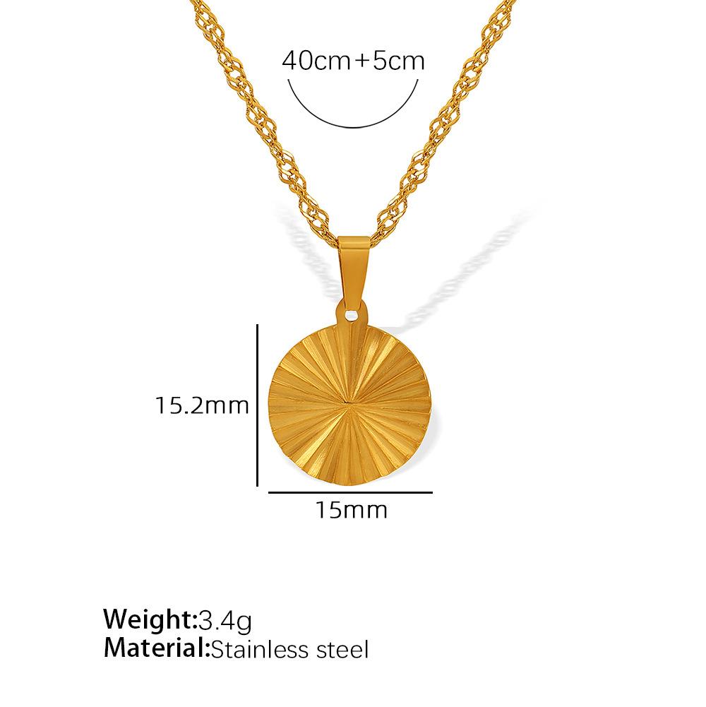 Round Heart Butterfly Necklace Gold Plated Stainless Steel Pendant Necklace Necklace