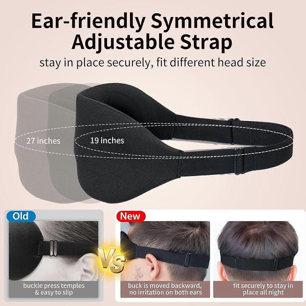 Sleep Mask for Back and Side Sleeper, Block Out Light, Luxury Sleeping Eye Mask of 3D Night Blindfold, Zero Pressure Breathable Travel Eye Cover Blac