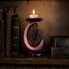 Modern Gothic Home Furnishing Halloween Pink Moon Spider Candle Holder, Sweet Dark Aesthetic Tray for Resin Pillar Base Candles, Tabletop Decor Window
