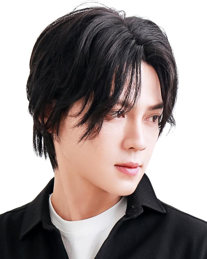 affiliated member 2024 innovative style wig black wig center part natural wig center part short Korean style pure black [TefuRe Men's Wigs] J-hair