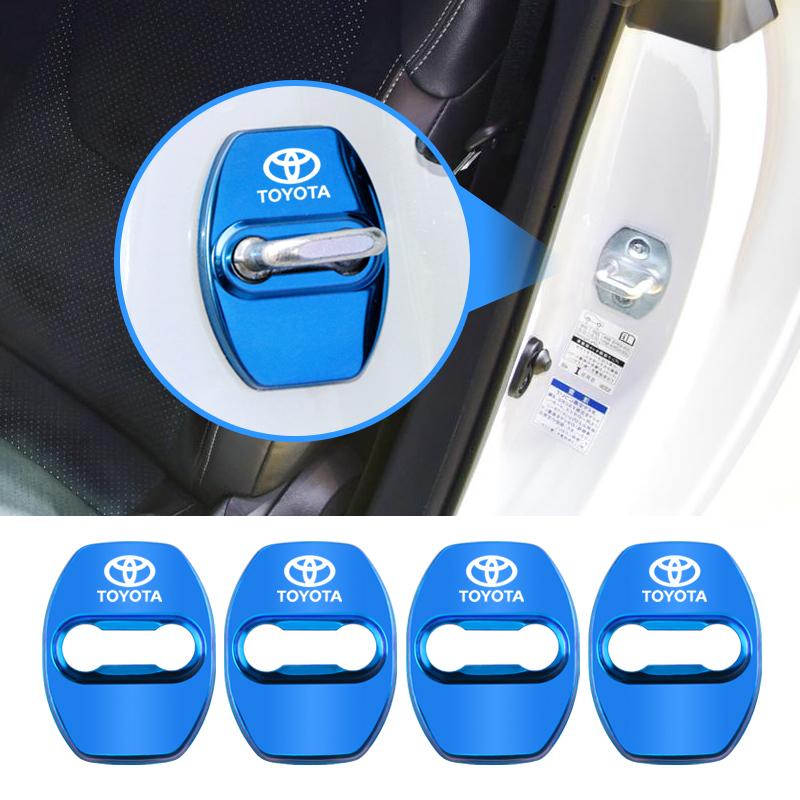 4Pcs Car Door Lock Cover Protective Buckle Cap for Toyota Yaris Hilux Prius Auris Corolla Camry RAV4 Exterior Accessories