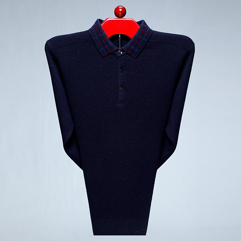 Men s Mid-Age Lapel Wool Sweater - Warm, Thick Knitwear for Autumn/Winter Small