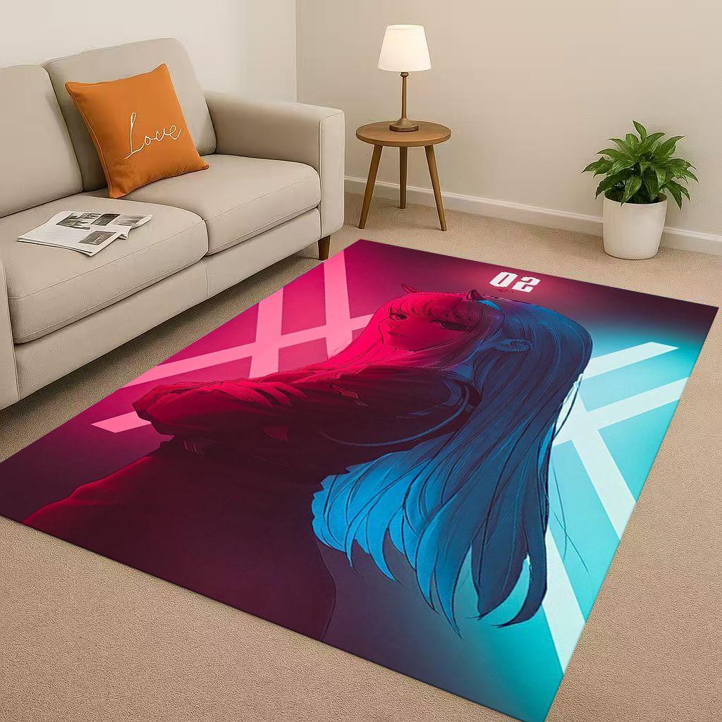 Sexy Girl Zero Two DARLING In The FRANXX Cartoon Living Room Non Slip Area Rug Carpet for Bedroom Sofa,Easy Clean Home Doormat