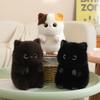 23Cm Squatting Cat Plush Toy Stuffed Siamese Cat 3-Color Black Brown Kitten Cartoon Animal Plushie Companion Gift