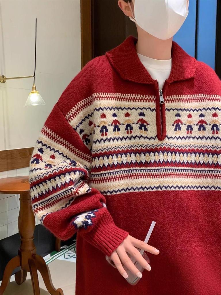 Unisex Trendy Soft Polo Neck Sweater - Retro Knit for Autumn/Winter, Perfect for Couples and Christmas.