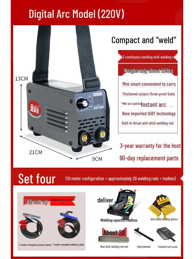 Household & Industrial Dual Voltage Electric Welder 220V/380V - Full Mini Portable Set