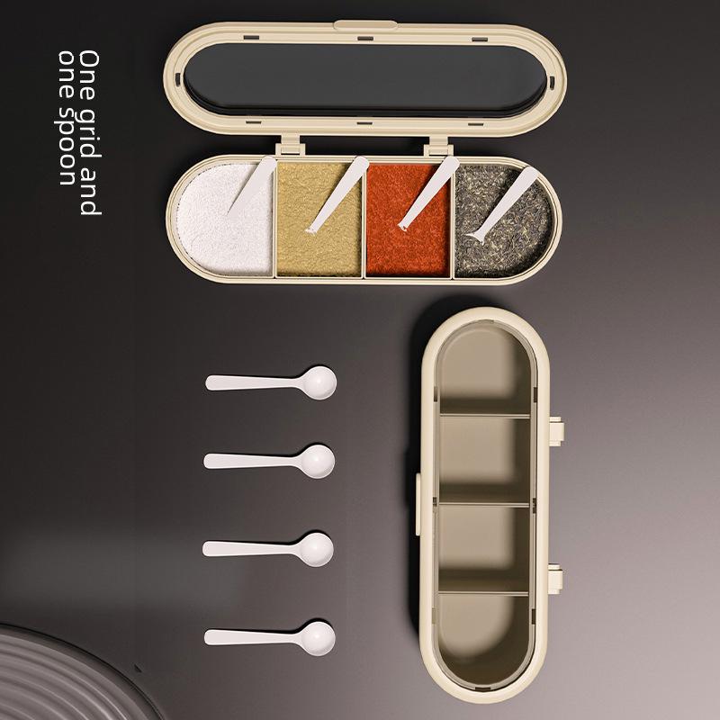 4-Grid Food-Grade Seasoning Jar Set for Kitchen