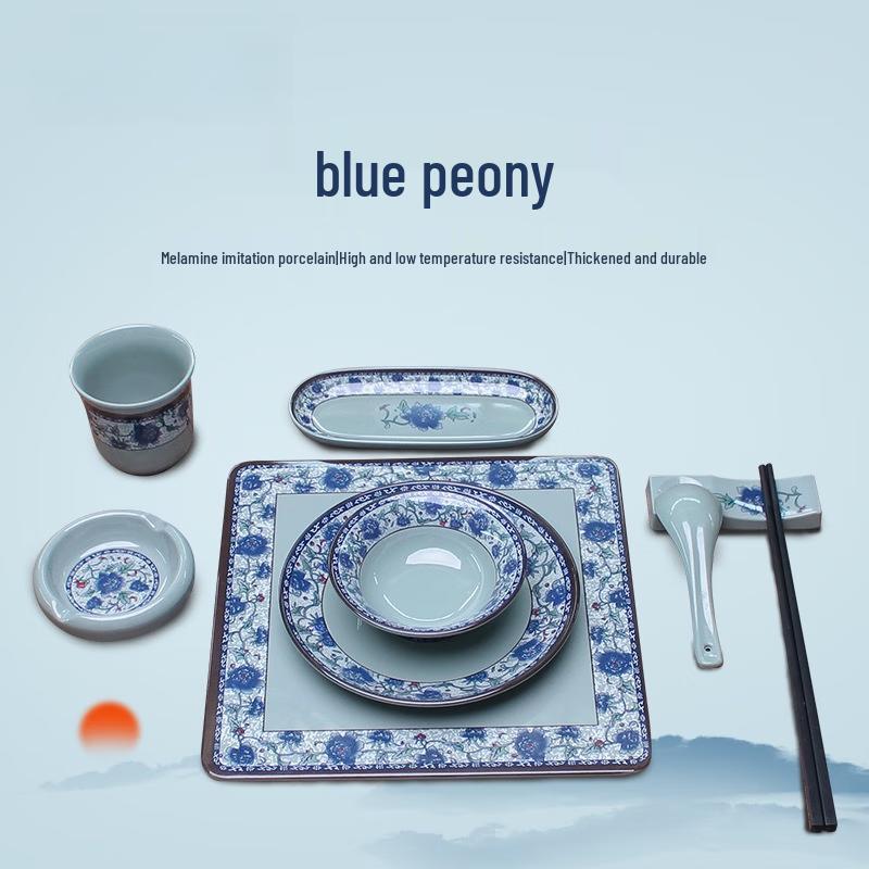 Cyan Peony Melamine Bone Dish