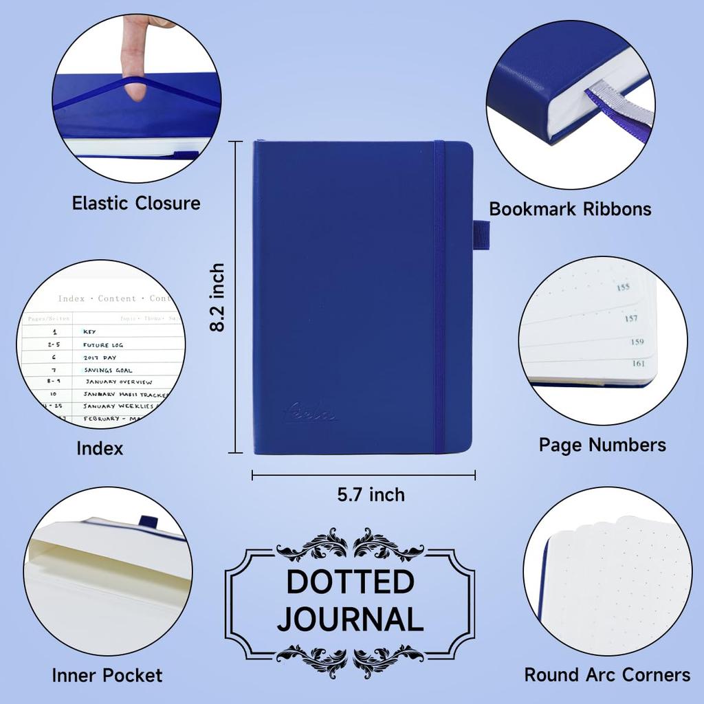 Feela System Organizer Synthetic A5 Dot Pen Navy Set, Leather, Size, Grid, Included,