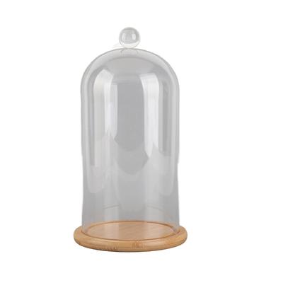 Skleněná skleněná dóza Dome Cover Dekorativní čirá skleněná kupole Cloche Bell Cover Čerstvé květiny Skleněná krytka