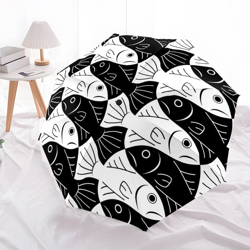 1pc Fish School Automatic Open/Close Umbrella Compact Folding Umbrella, All-Season Portable Umbrella for Women/Men F1124347
