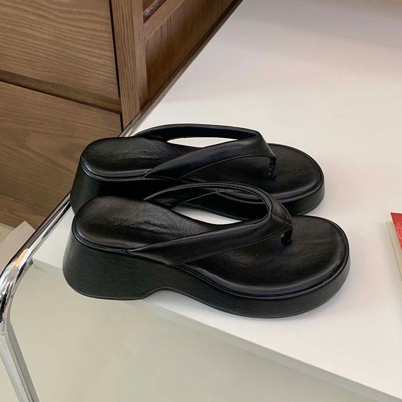 Fashion 2025 New Footwear Women Wedges Slippers Shoes Fashion Round Toe Ladies Wedges Slippers Shoes Sandals Female Slides Flip flops