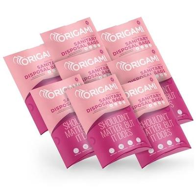 Origami Nepropustné sáčky na hygienické potřeby Balení po 8 kusech (15 sáčků v balení, celkem 120 sáčků) pro menstruační vložky, dětské pleny, slipové vložky, tampony, kondomy
