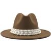 European and American Metal Leaf Women Woolen Hat Jazz Hat Autumn and Winter British Retro Top Hat Women