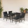 VidaXL Garden Dining Set Cushions 5pcs Black Wicker 3212099