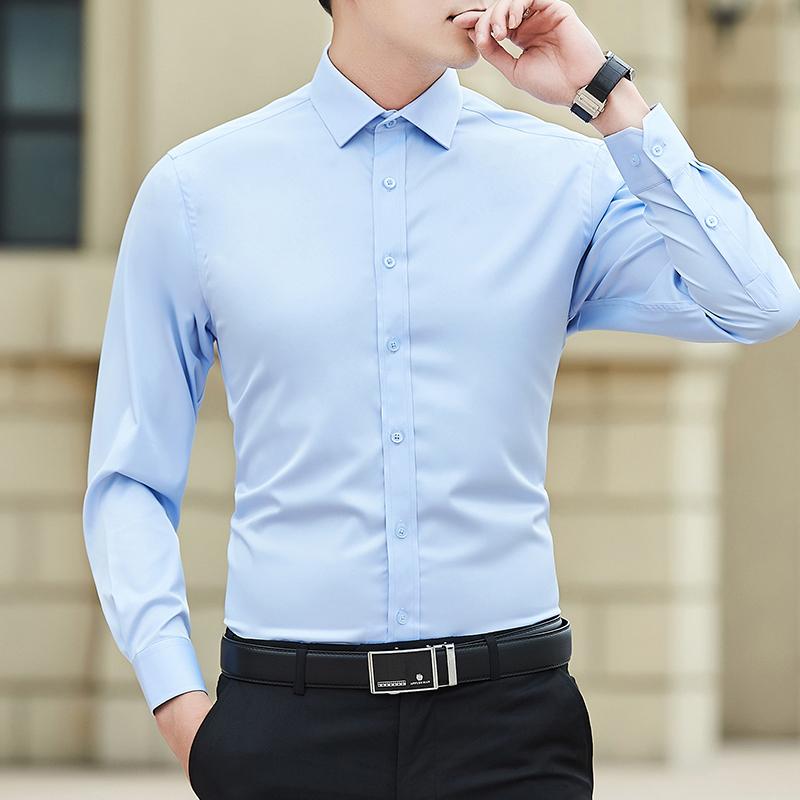Spring and Summer Men's Solid Color Comfortable Personality Long-sleeved Slim Business Gentleman Shirt Shirt
