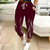 Summer Ladies Vintage Pattern Printed Sweatpants Loose Fit Drawstring Joggers Elastic Cuff Daily Casual Pants