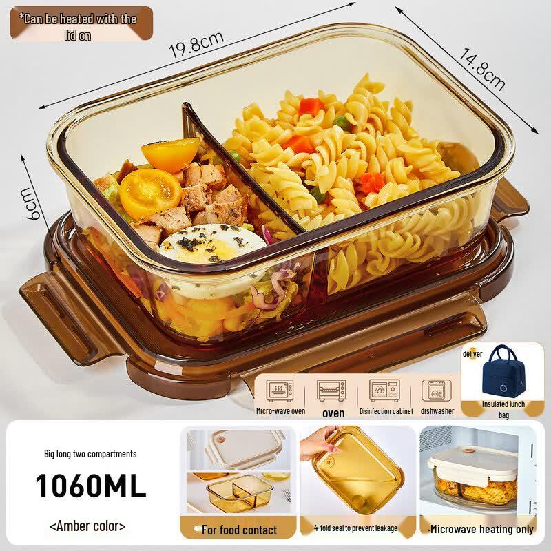 Qiwei Borosilicate Glass Partitioned Lunch Box
