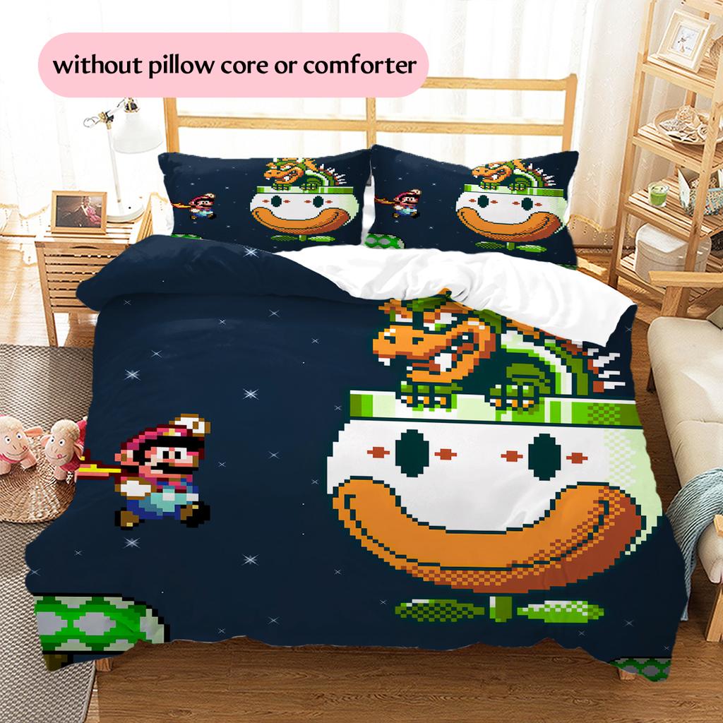 Mario Pixel Art Duvet Cover & Pillowcases, Mario Fan Retro Pixel Bedding, Great Gift.chl