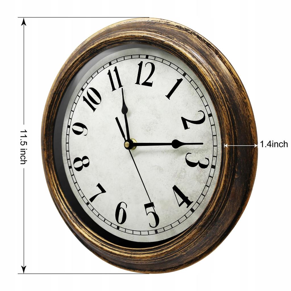 Modische Retro-Wanduhr 33cm braun leise Wanduhr Heimdekoration