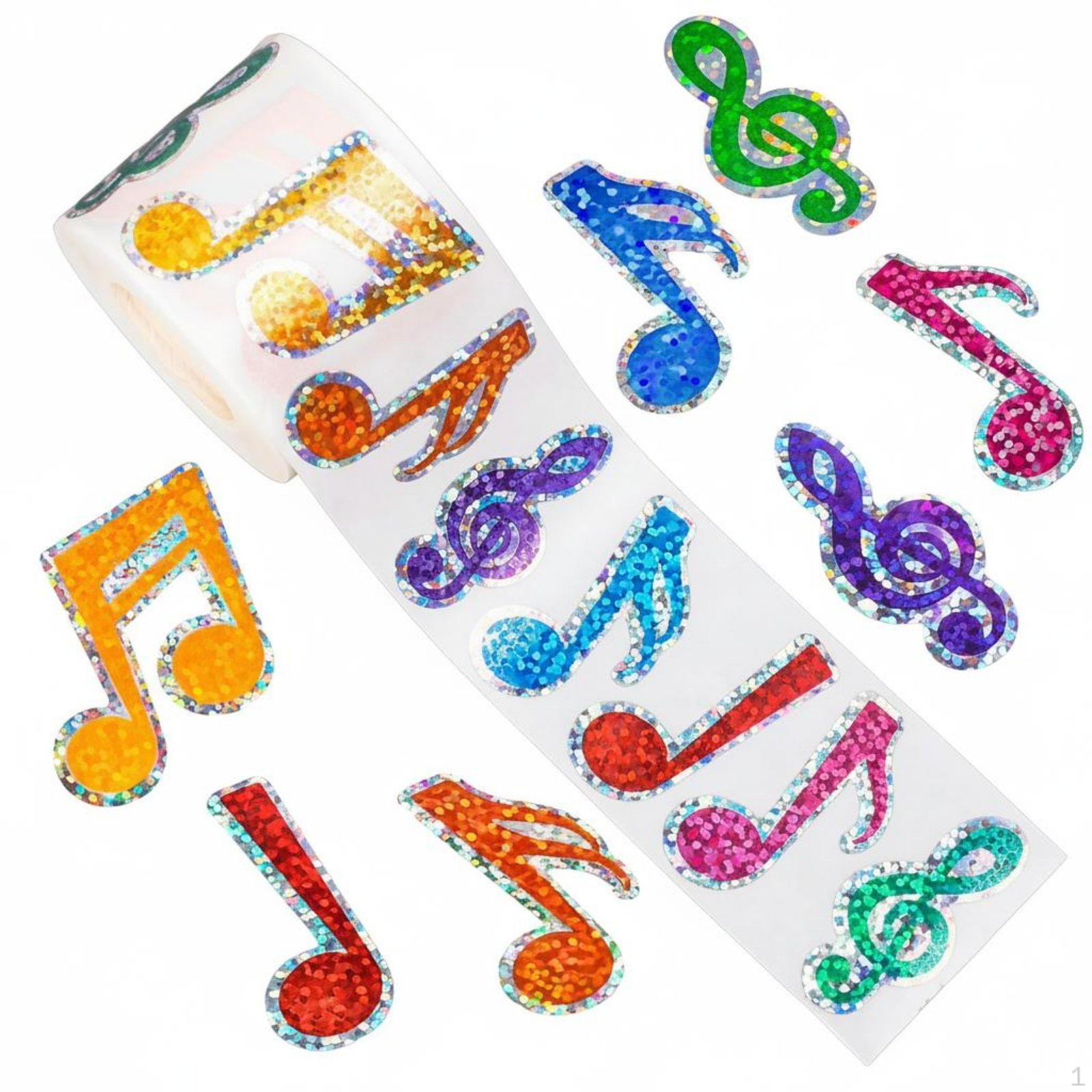 500 Pieces Music Note Stickers Waterproof Holographic Musical Symbol Sticker C1114