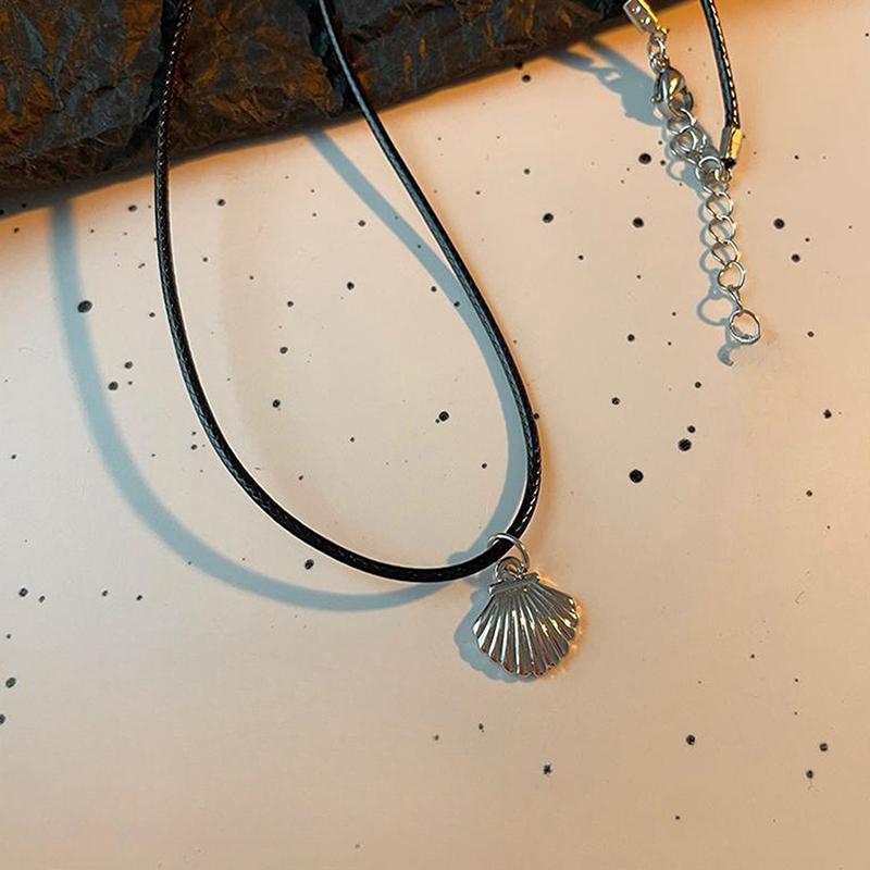 

Ретро черная веревка сердце ракушка кулон ожерелье для женщин звезда ключица цепочка ожерелье модные аксессуары подарок as the picture