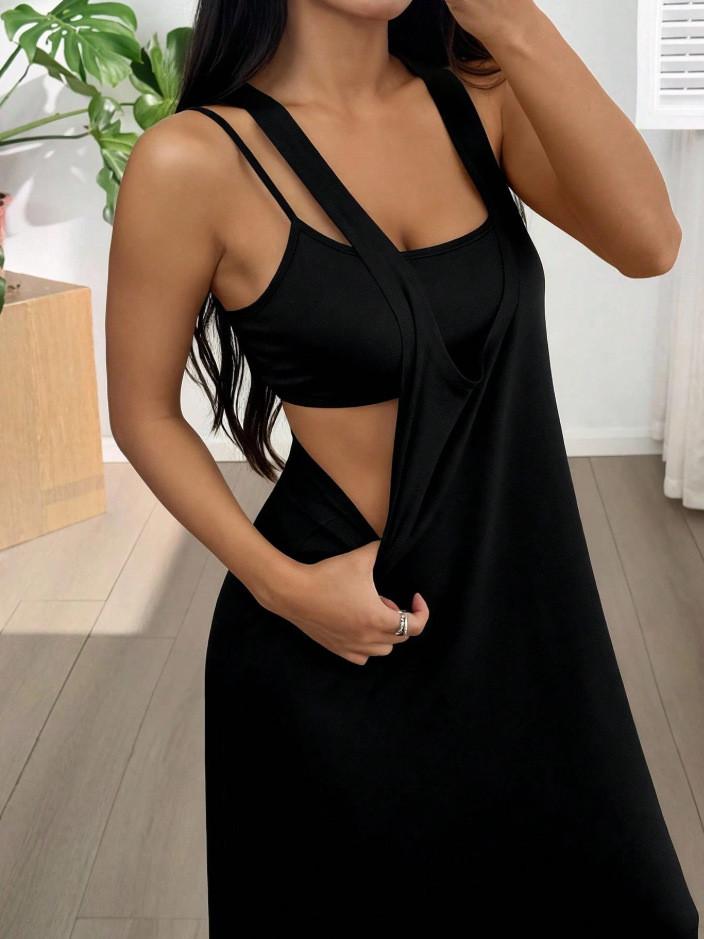 Elegant Polyester Sleeveless Dress Twopiece Set For Casual Spring Wear