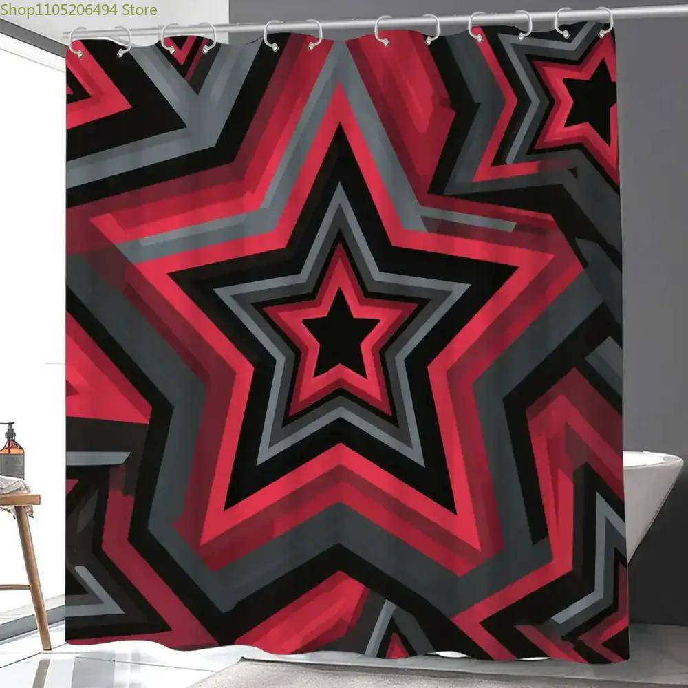 1pc Bathroom Shower Curtain, Superhero Theme Day, Star Festival Shower Curtain, Includes 12 Hooks, 180*180cm Bathroom Curtain
