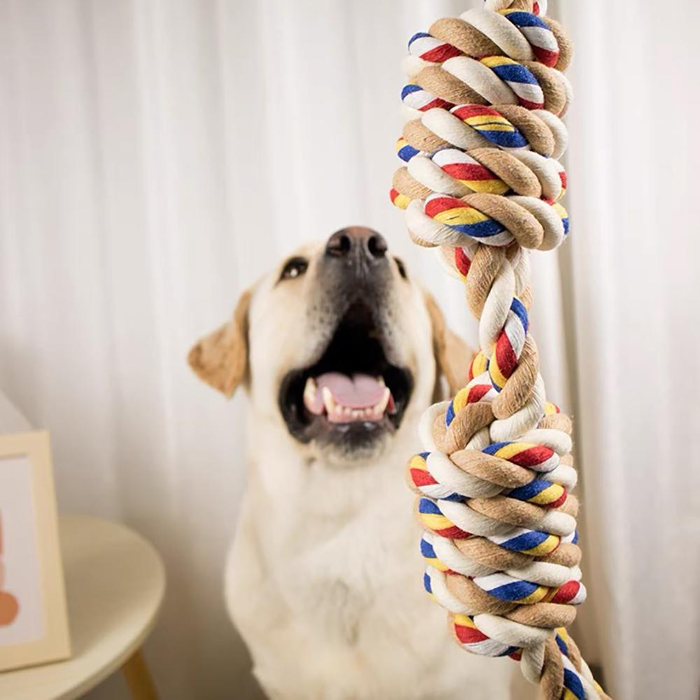 Dog Rope Toys Dental Chew Rope for Dogs Durable Puppy Teething Relief Toys Cotton Interactive Tug of War Rope Multi-Knot Bundle