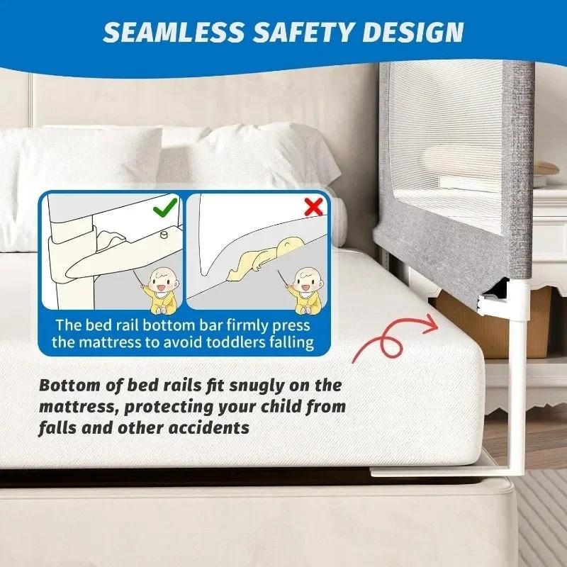 1pcs 2.0M Bed Safety Rail No-drill Baby Guardrail Anti Fall Bed Barrier Bed Safety Fence Suitable for Twin Queen King Beds