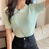Fashion Girls Gentle Wind Temperament Round Neck Knitted Tops Women Casual Summer Essential Comfort and Style Slim Fit Pullovers Tees