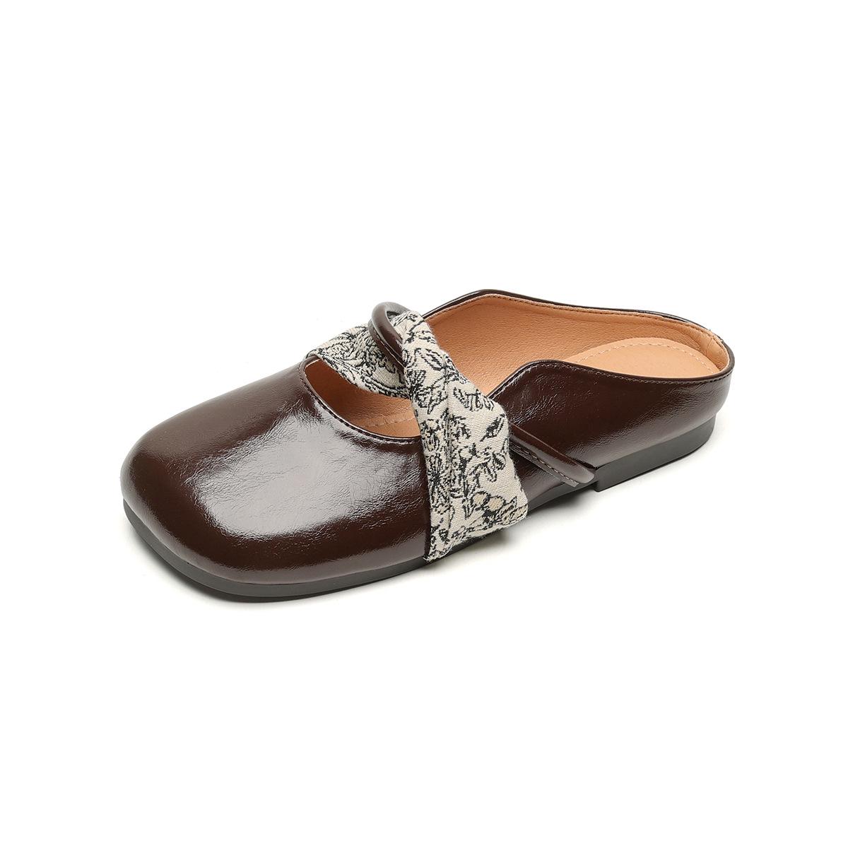 

Женские весенние полушлепанцы-слипоны с бантом 2025 года - Повседневные сандалии большого размера Size 39 коричневый