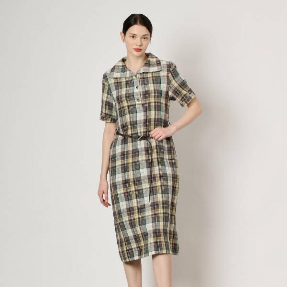 Bcbg Linen Check Belted Dress B4m4o635