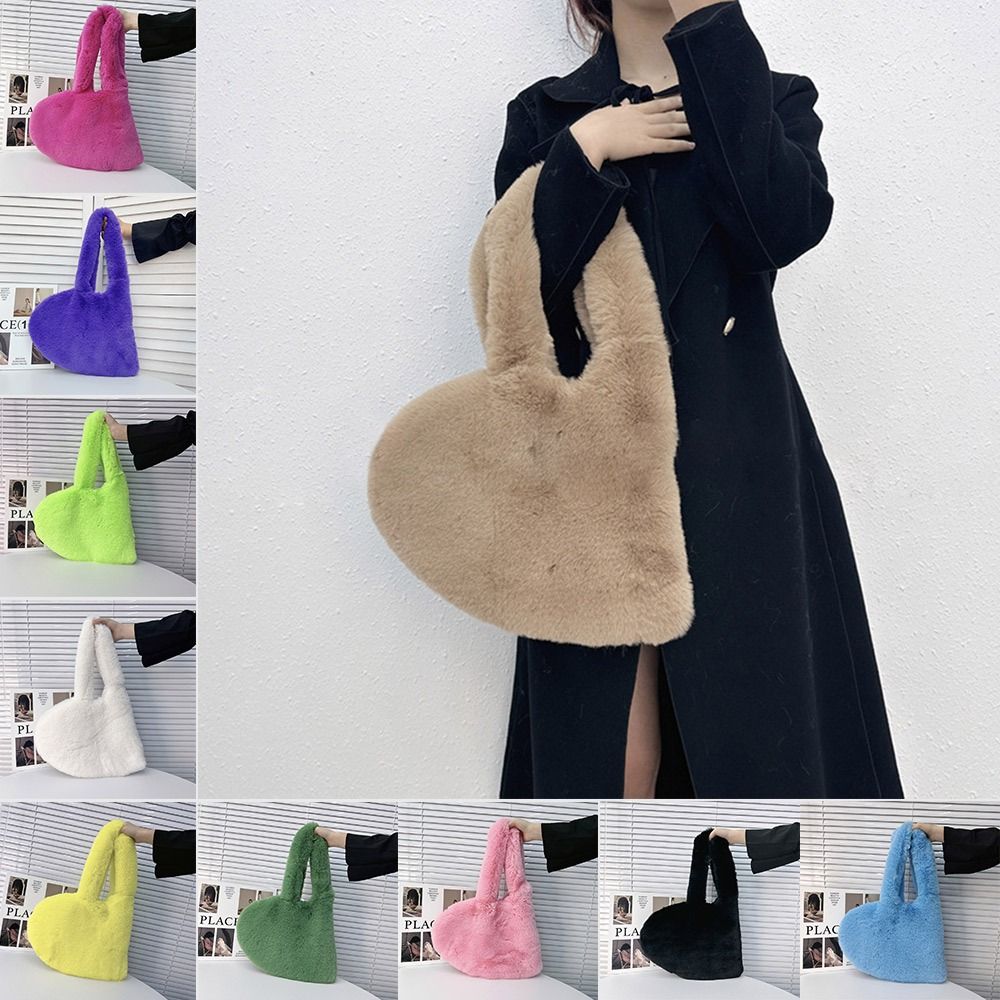 

Плюшевая сумка подмышками в форме сердца, сумка через плечо, новый зимний кошелек