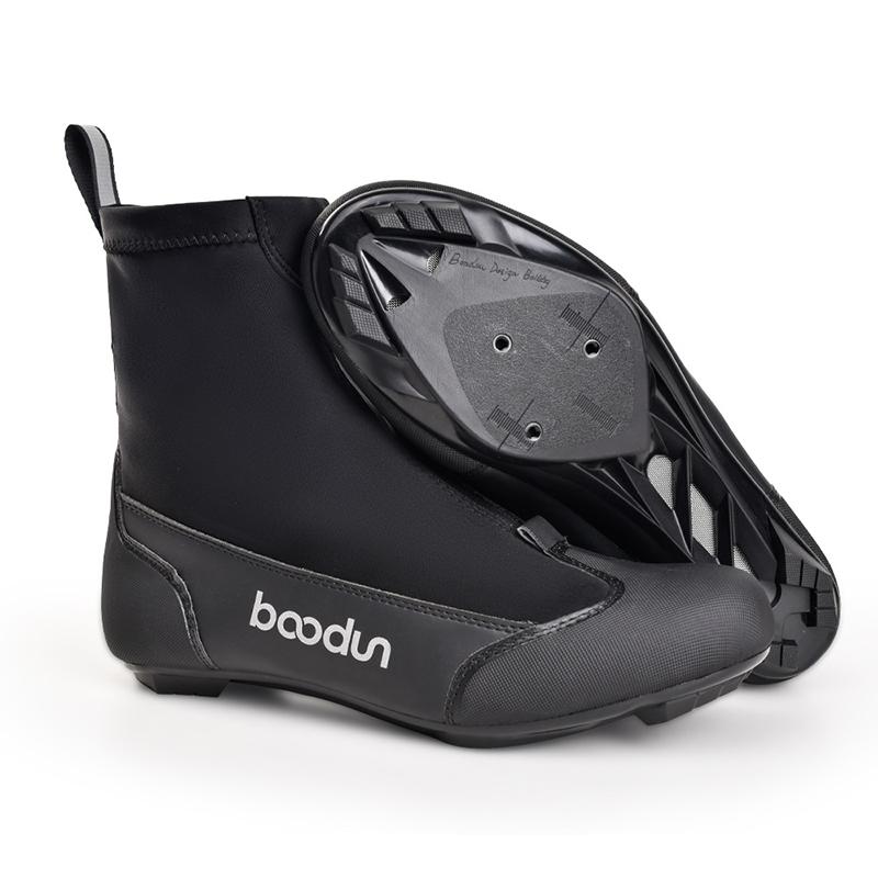 Brand BOODUN New Mens Locked Cycling Shoes Mid Tube Zipper Package Cleats Speed Bicycle Sneakers Size 39-45 All Black Bike Shoes