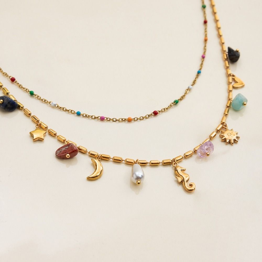 Stainless Steel Oil Drip Necklace Boho Style Ocean Style Necklace  Choker Necklace