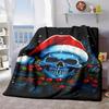 2026 New Arrivals 1pc Cartoon Flannel Blanket, Featuring Christmas Red Fruits And Skull Patterns, Soft, Warm, And Comfortable for Sofa Beds And Office