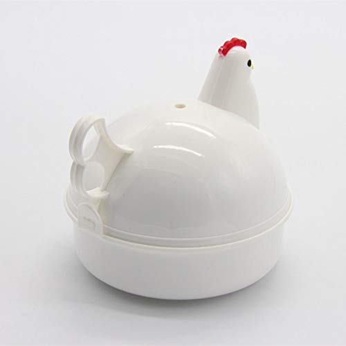 MCCRUA Chicken-Patterned Egg Boiler, Holds 4 Eggs, Microwave-Safe, Egg Steamer, Makes Soft-Boiled and Hard-Boiled Eggs, Easy, Safe, and Cute Cooking S