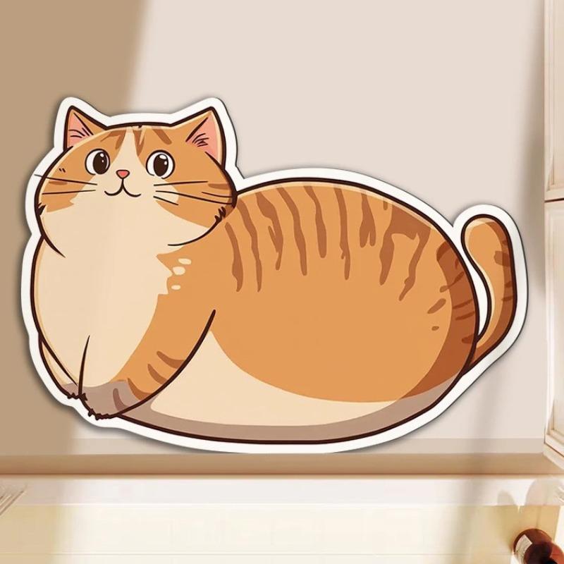 Floor Mat Non-Slip Backing Cat Design Easy Maintenance Versatile Rug Living Room Bathroom Kitchen Home Decor