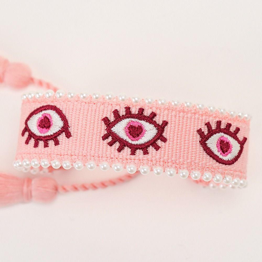 Adjustable Rope Woven Charm Bracelets Pearl Blue Eyes Bracelet Evil Eyes Bracelets  Jewelry Gift