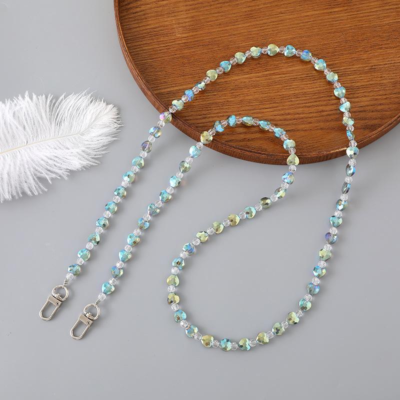

New long phone lanyard, bag pendant, phone case keychain, crystal heart beaded crossbody chain 60cm
