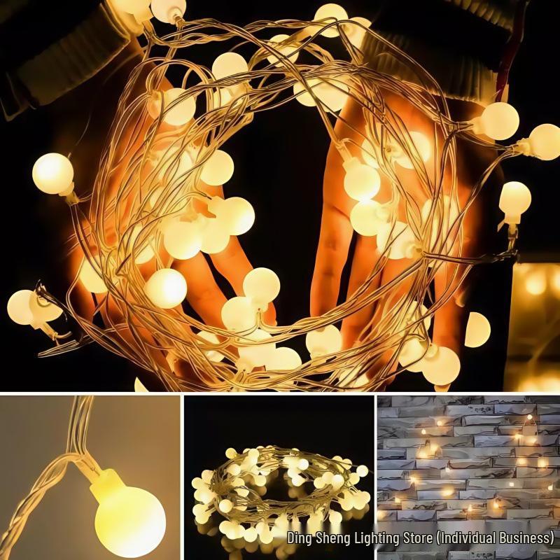 Outdoor Waterproof Solar LED Colorful White Ball String Lights for Camping and Room Decor