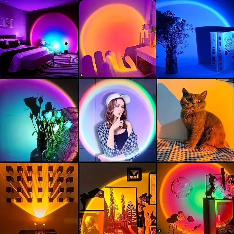 Sunset Ambient Light with Remote Control,16 Lighting Modes,Photography RGB Lamp,Bedroom Party Dinner Decoration,Sunset Shooting